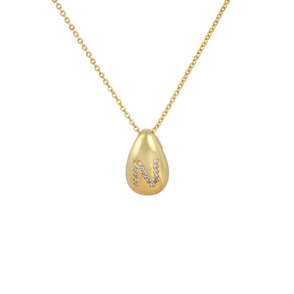 Glossy Water Drop 26 English Letter Pendant Copper-plated Gold Simple Pendant Female