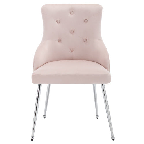 UK Local Button Pattern Dining Chair, Upholstered Armchair, Metal Leg Chairs, Modern Lounge Chair, Bedroom Living Room Chair With Lumbar Cushion
