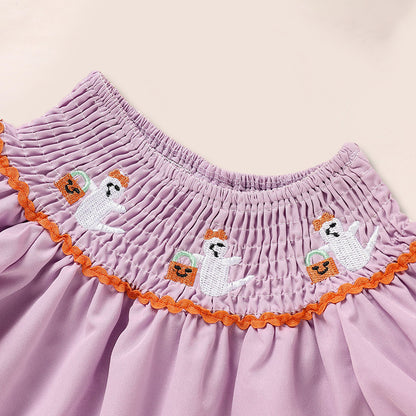 Infant Baby Chiild Girls Halloween Dress Ghost Embroidery Dress With Headband Party Costume Dresses