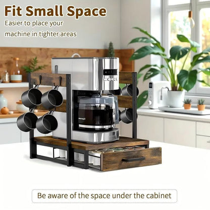 US Local Coffee Maker Storage Rack Coffee Bean Accessories Organizer Sturdy K-Cup Storage Drawer With Cup Holder Coffee Maker Stand Kitchen And Office Countertop Storage Rack