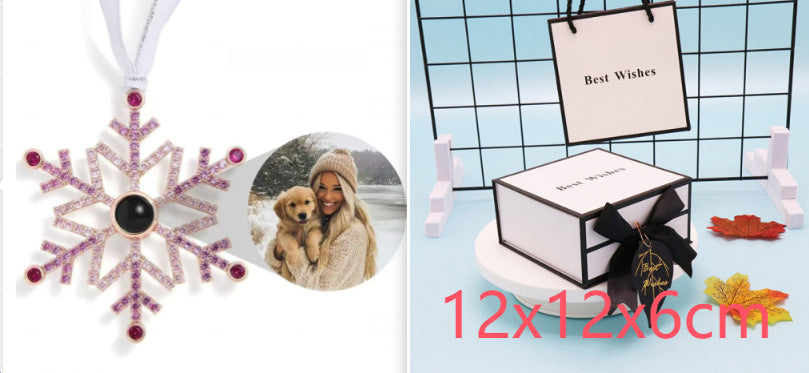 Thanksgiving Christmas Gift Snowflake Projection Necklace