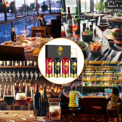 US Local 4 pcs Skull Shot Glasses, 1.5oz - Reusable, High-Quality Plastic Bullet Cups For Whiskey, Cocktails & Wine, Perfect For Bars, Parties & Gifts