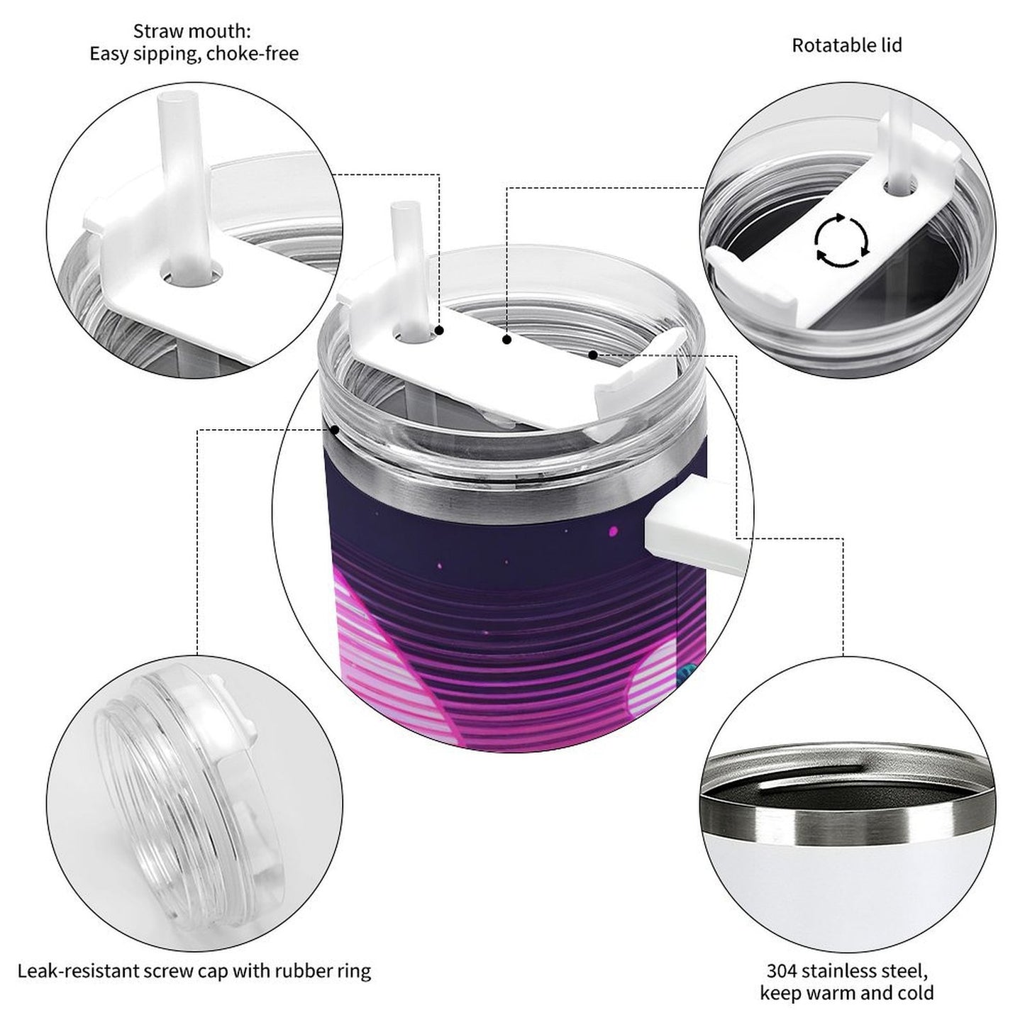 PHDT00217 POD US Local Tumbler 40oz Large Capacity Car Cup Pink, Sunset, Nature, Summer