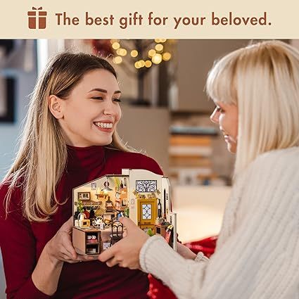 US Local ROBOTIME Rolife Happy Kitchen Dollhouse Minature House DIY Wooden Puzzle With LED Light DG159