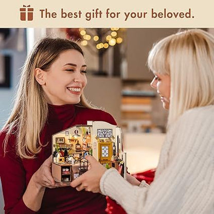 US Local ROBOTIME Rolife Happy Kitchen Dollhouse Minature House DIY Wooden Puzzle With LED Light DG159