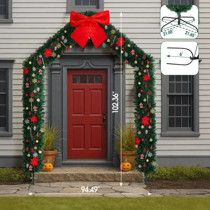 US Local Christmas Artificial Tree Archway Decoration, Realistic PVC Holiday Tree Arch Frame For Outdoor Indoor Room Festival Party Wedding Garden, Roof Top