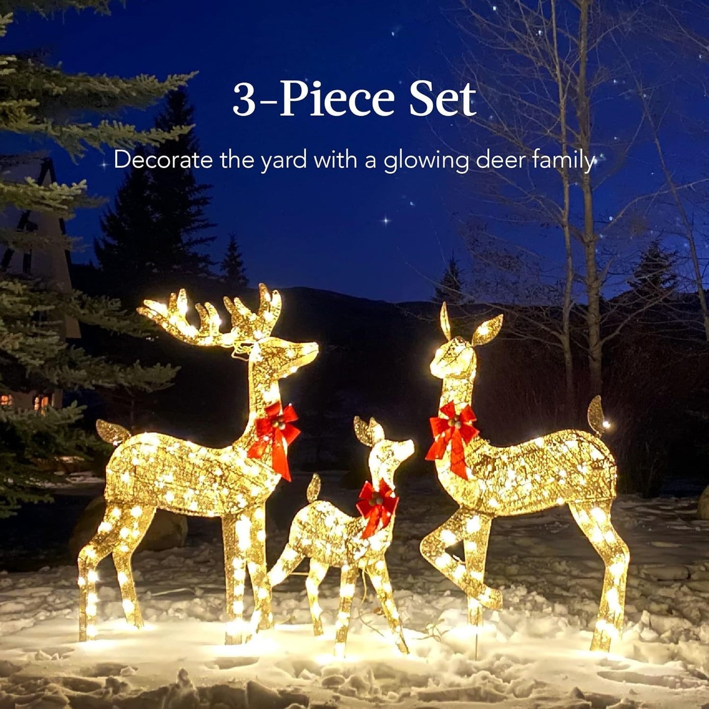 US Local Golden Christmas Reindeer Set - 3-Piece Holiday Decoration