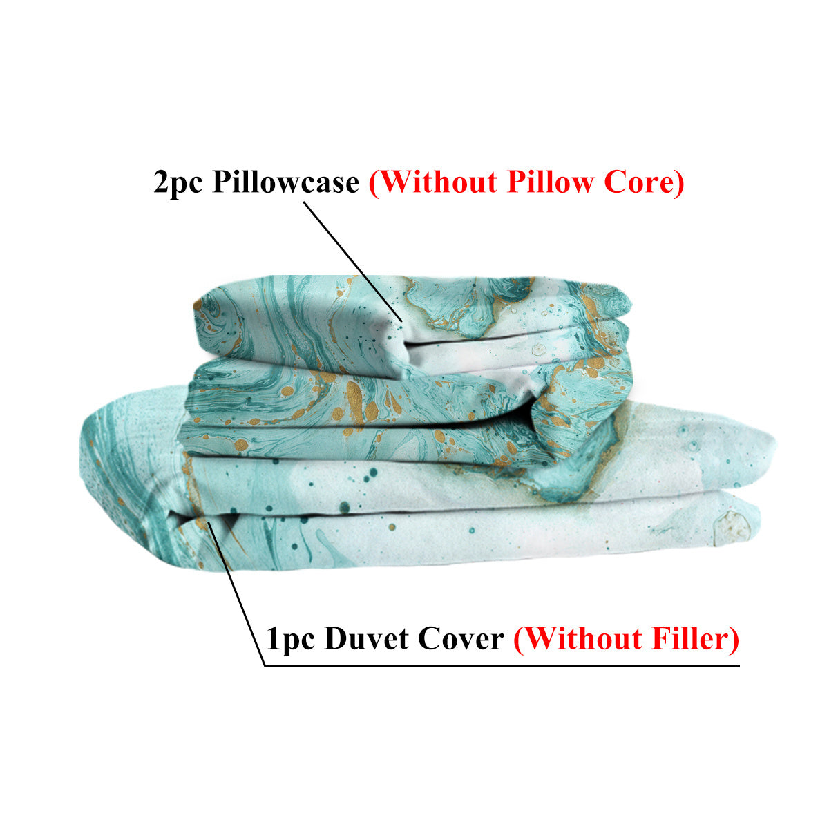 US & UK Local Chic Girly Marble Duvet Cover Mint Gold Glitter Turquoise Bedding Comforter Set Abstract Aqua Teel Blue Duvet Cover