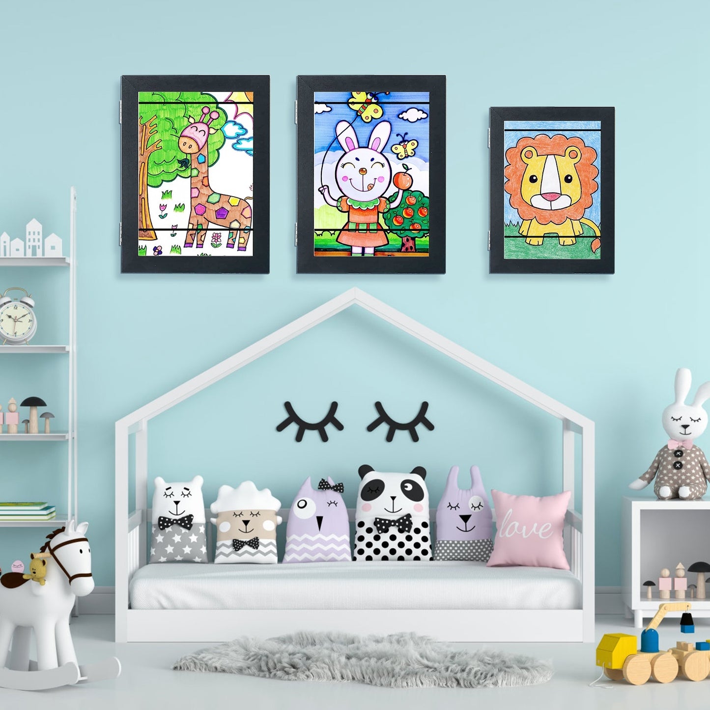 US Local Kids Art Frame Front Opening Wooden Frame Artwork Display Storage Frame A4 Picture Frame Wall Display For Photo Art Projects Picture Children Drawing