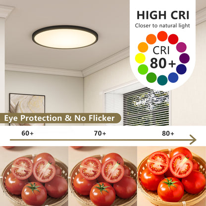 US Local 4 PACK Flush Mount LED Ceiling Light Fixture Black, 16Inch 32Watt, Dimmable & 5 Color Selectable Ceiling Lamp 3520LM Low Profile Ceiling Light For Kitchen Bedroom Hallway Porch