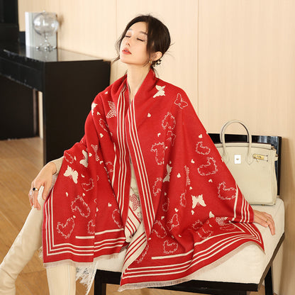 US Local Female Versatile Fashion Thickened Warm Cashmere Scarf