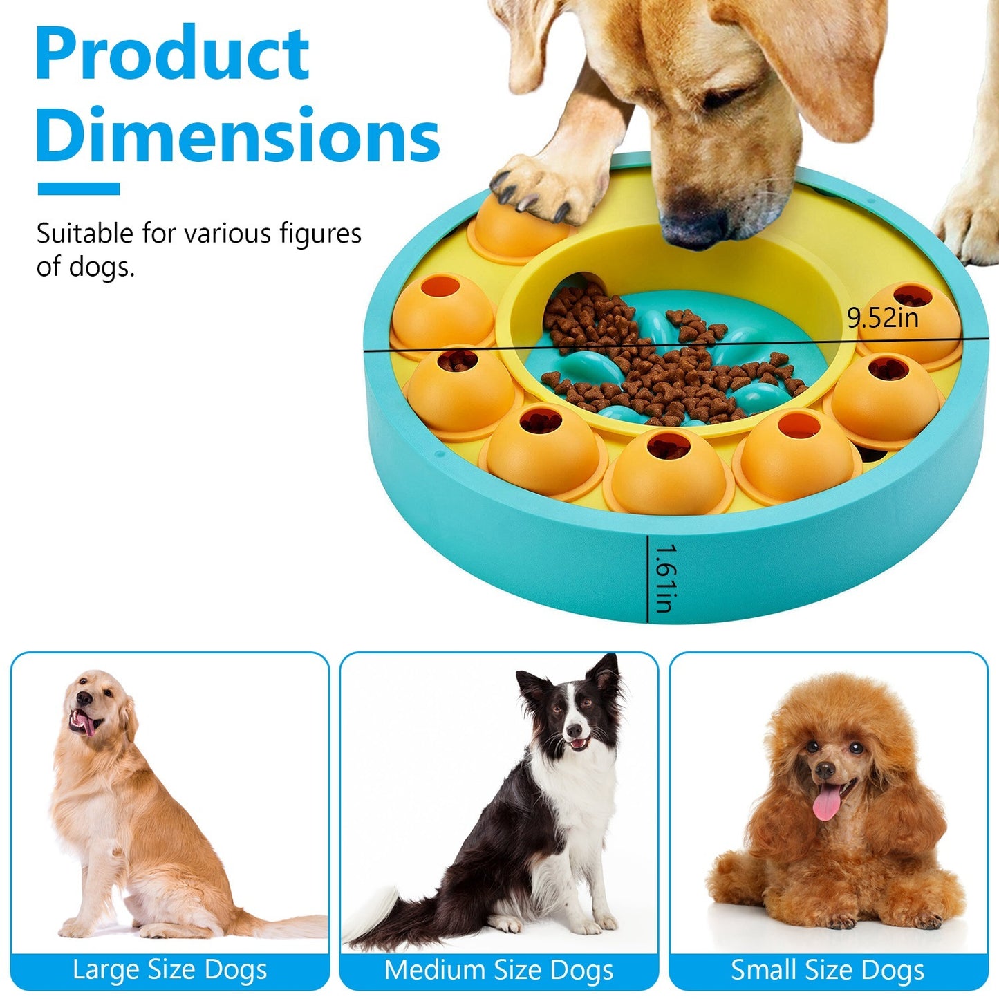 US Local 1Pc Dog Puzzle Food Feeder Slow Feeding Bowl Interactive Toy Dog Treat Dispensing Toy For IQ Training Mental Enrichment For Small Medium Large Dog Cat