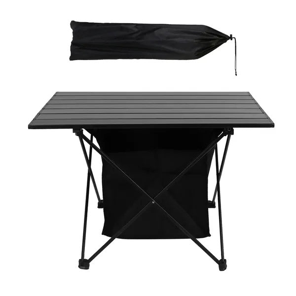 US Local Foldable Camping Table With Storage Basket Rustproof Portable Aluminum Alloy Roll-Up Camping Table