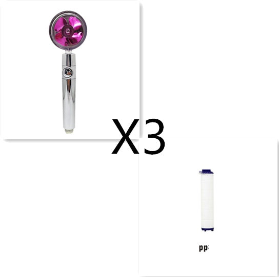 US Local Shower Head Water Saving Flow 360 Degrees Rotating With Small Fan ABS Rain High Pressure Spray Nozzle Bathroom Accessories