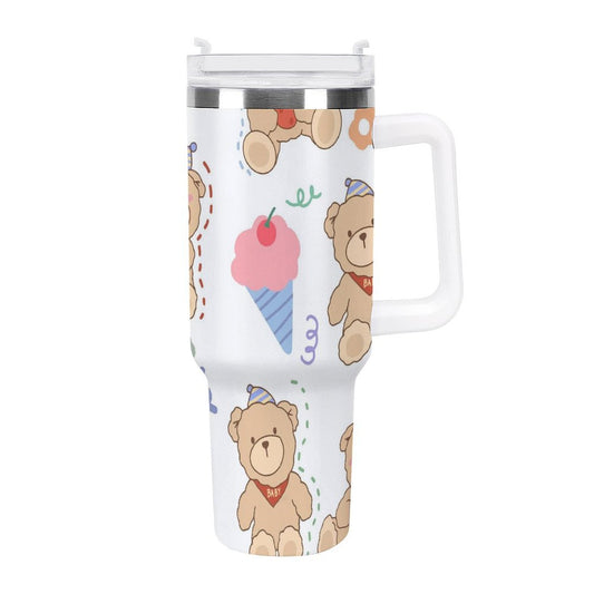 PHDT00516 POD US Local Tumbler 40oz Large Capacity Car Cup Teddy Bear, Lucky Day, Ice Cream