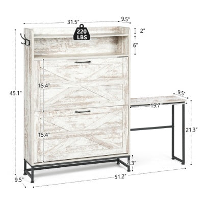 US Local Shoe Cabinet, Entry Home Shoe Cabinet, Entrance Balcony Storage Cabinet, Large Capacity Shoe Rack, White