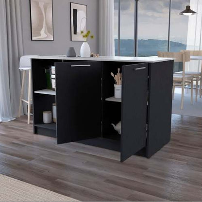 US Local Black And Onyx Double Door Cabinets Kitchen Island
