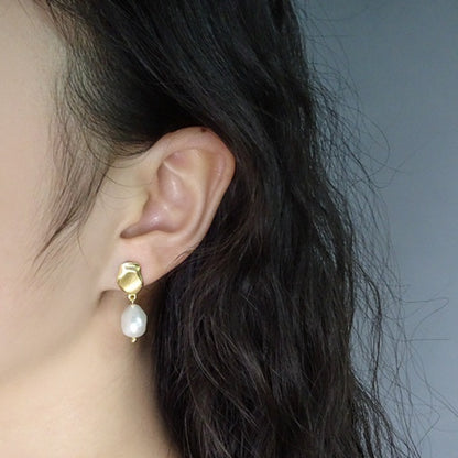 S925 Sterling Silver Stud Earrings INS Simple Fashion Baroque Women