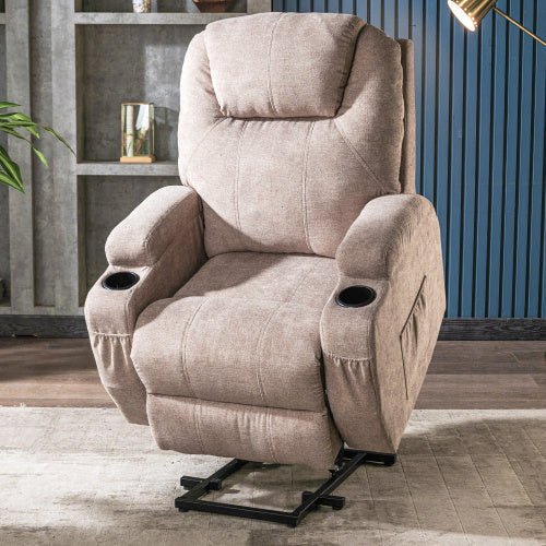 UK Local Power Lift Recliner Chair Massage Chair For Elderly, Electric Lift Chair With Heat And Massage, Fabric Recliner Sofa With 2 Cup Holders, Side Pockets  Remote Control For Living Room