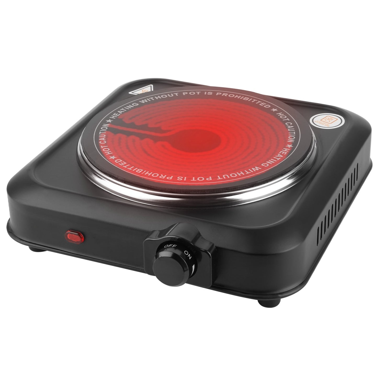 US Local 1Pc 1200W Electric Infrared Single Burner Portable Heating Hot Plate Stove Countertop RV Hotplate With 7.5in Glass Cooktop Stepless Temperature Adjustments For Home RV Camp