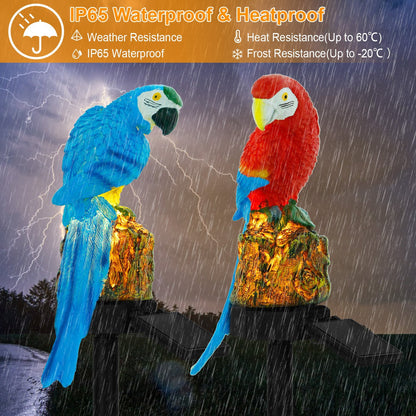 1Pc Solar Powered Parrot Garden Light IP65 Waterproof LED Parrot Landscape Lamp Decorative Lawn Lights For Yard Driveway Walkway Patio