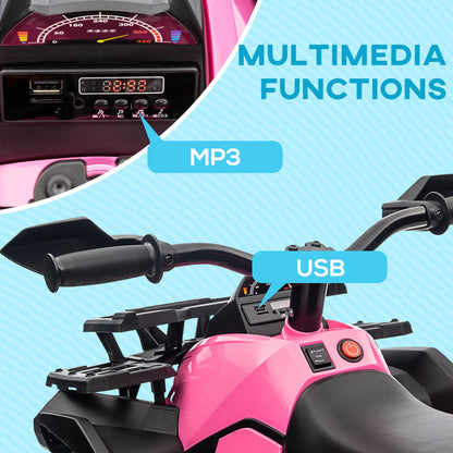 US Local 12V 4 Wheeler Kids ATV with Music, Headlights for 37-60 Months Boys and Girls, Pink