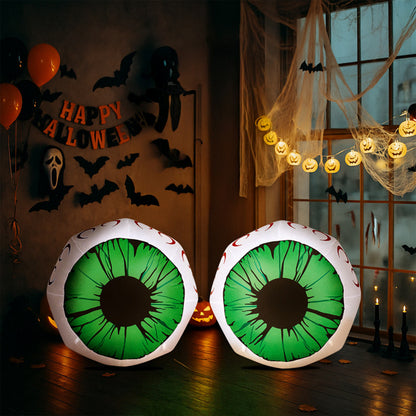 US Local 2PCS 3ft Green Eyed Ball ,2 White LED Lights Halloween Inflatable Decoration 12V