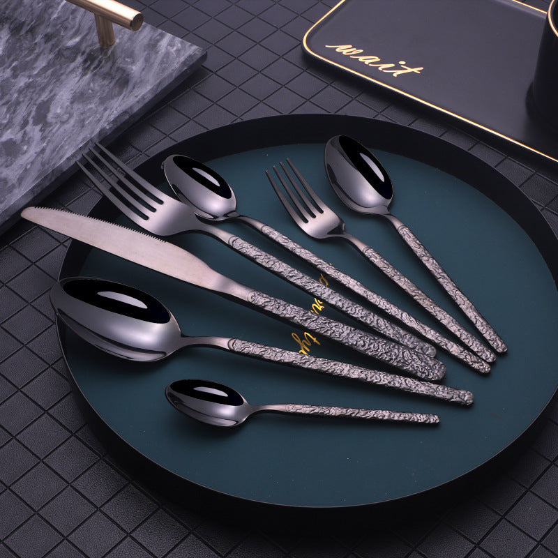 USA Local Embossed Textured Handle Steak Cutlery Western Cutlery