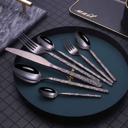 US Local Embossed Textured Handle Steak Cutlery Western Cutlery