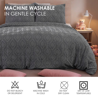 US Local Bohemian Style Quilt Cover Set, Cut Flower Quilt Cover, Tufted Quilt Cover Three-piece Set, One Quilt Cover And Two Pillowcases, Washable And Machine Washable Without Shrinkage, Suitable For Hotels