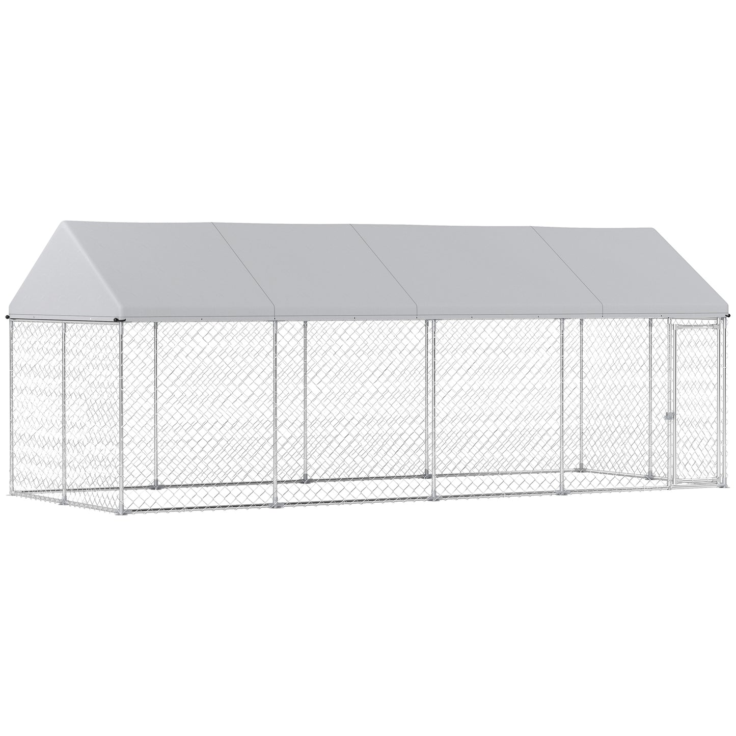 US Local Heavy Duty Outdoor Dog Kennel With Waterproof Roof, Secure Latch, Chain Link Dog Run For Backyard, 19.7 X 7.5 X 7.9