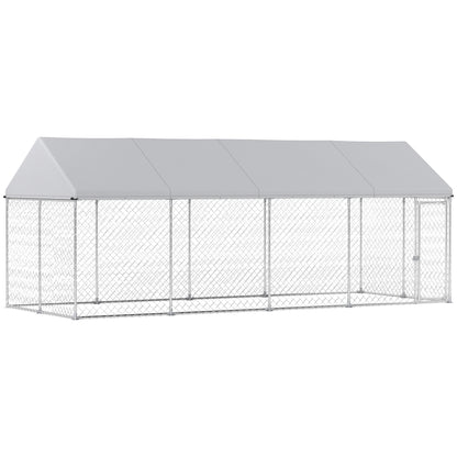US Local Heavy Duty Outdoor Dog Kennel With Waterproof Roof, Secure Latch, Chain Link Dog Run For Backyard, 19.7 X 7.5 X 7.9