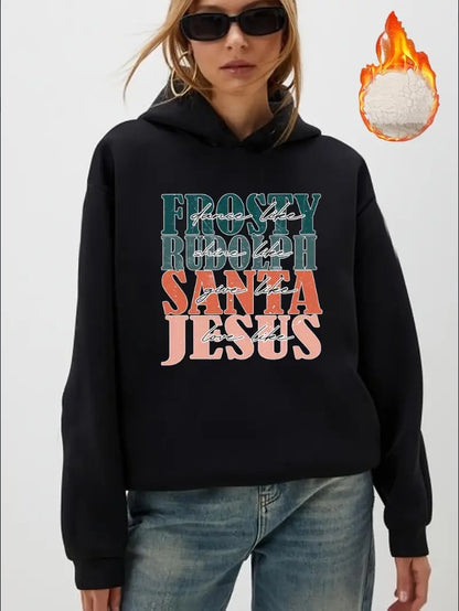 Women'S Casual Hooded Sweatshirt With Festive Graphics For Fall Winter Drawstring Hoodie With Christmas, Halloween, Floral, Animal & Alphabet Patterns