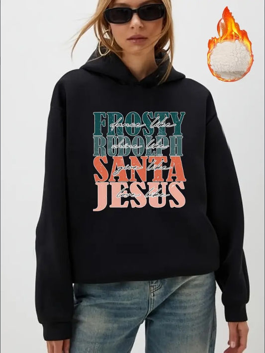 Women'S Casual Hooded Sweatshirt With Festive Graphics For Fall Winter Drawstring Hoodie With Christmas, Halloween, Floral, Animal & Alphabet Patterns