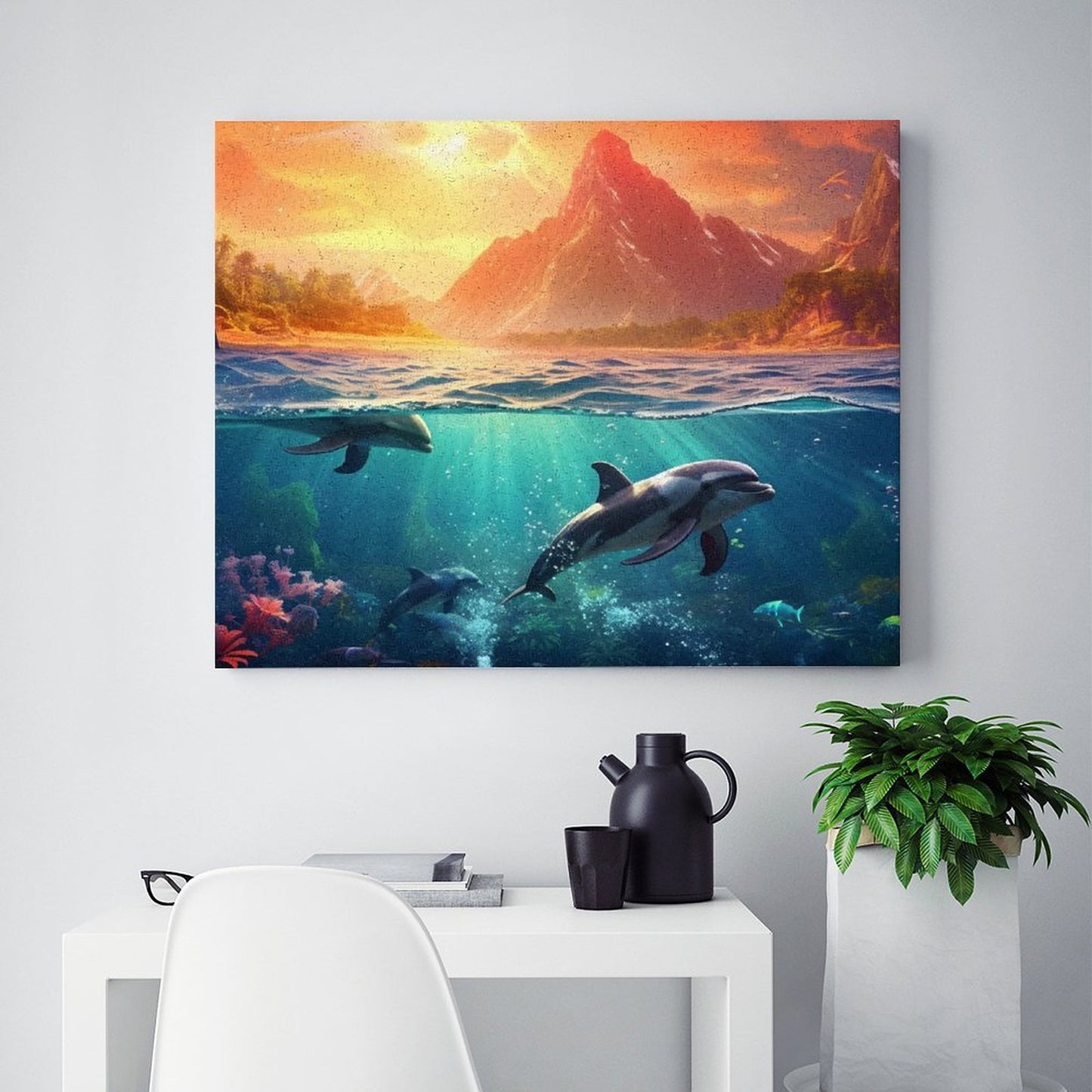 Paint by Number SolarLab_Dolphins_tropical_sea_island_sunlight_fantasy_hyper-de_f2db25c8-82f5-45d9-9ff2-698e69821ae5 Style 20*16inch (50*40CM） normal-online-PERSONAL DESIGN