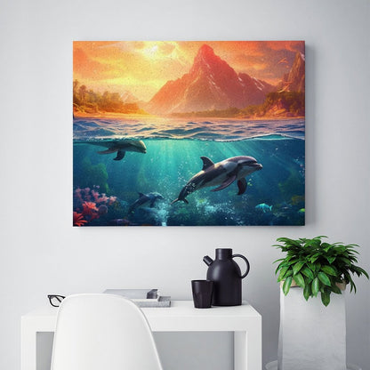 Paint by Number SolarLab_Dolphins_tropical_sea_island_sunlight_fantasy_hyper-de_f2db25c8-82f5-45d9-9ff2-698e69821ae5 Style 20*16inch (50*40CM） normal-online-PERSONAL DESIGN