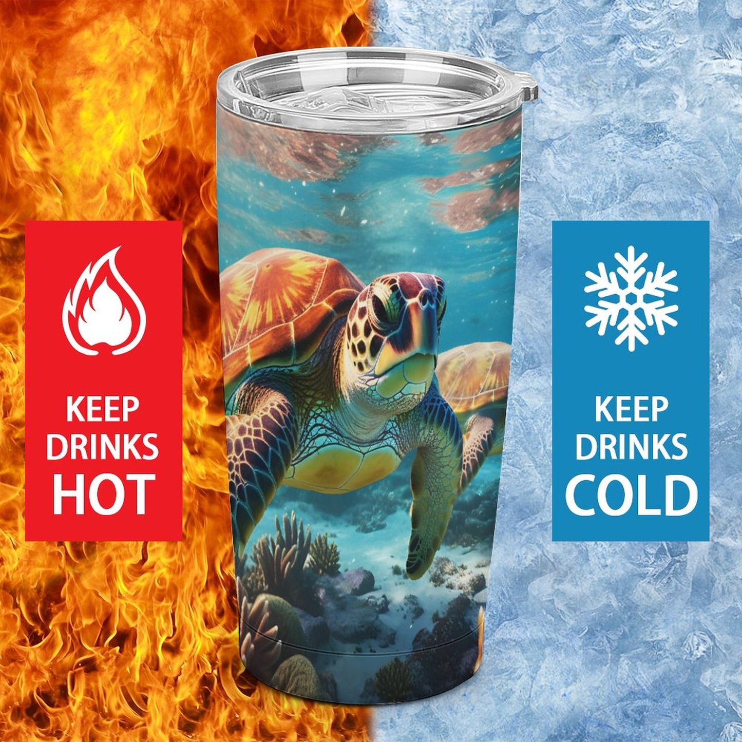 Car Cup Full Width Printed, Sea turtles, CA01A14 - iTopMax