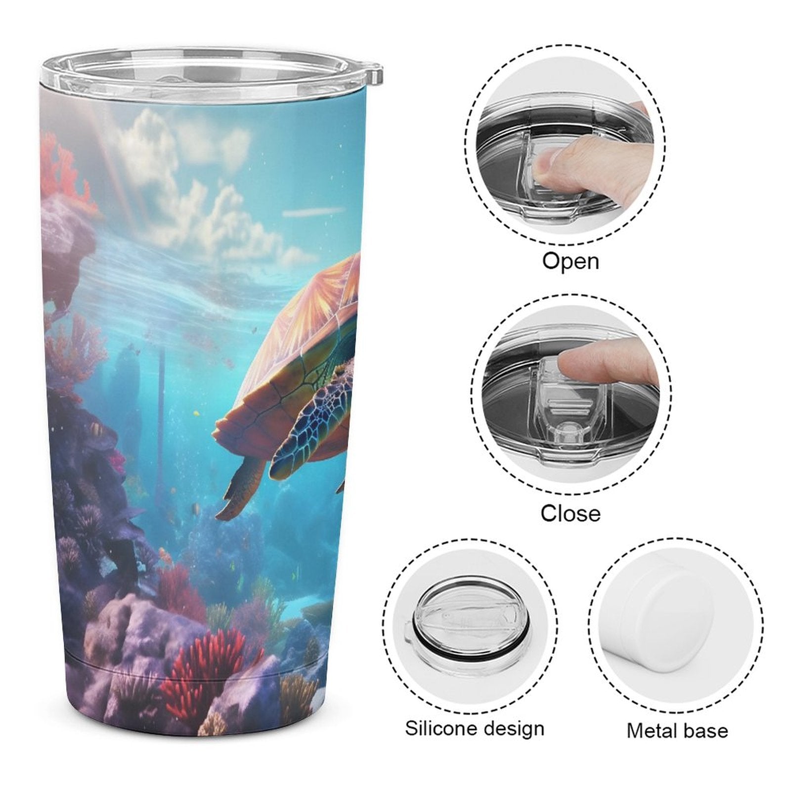Car Cup Full Width Printed, Sea turtles, CA01A13 - iTopMax