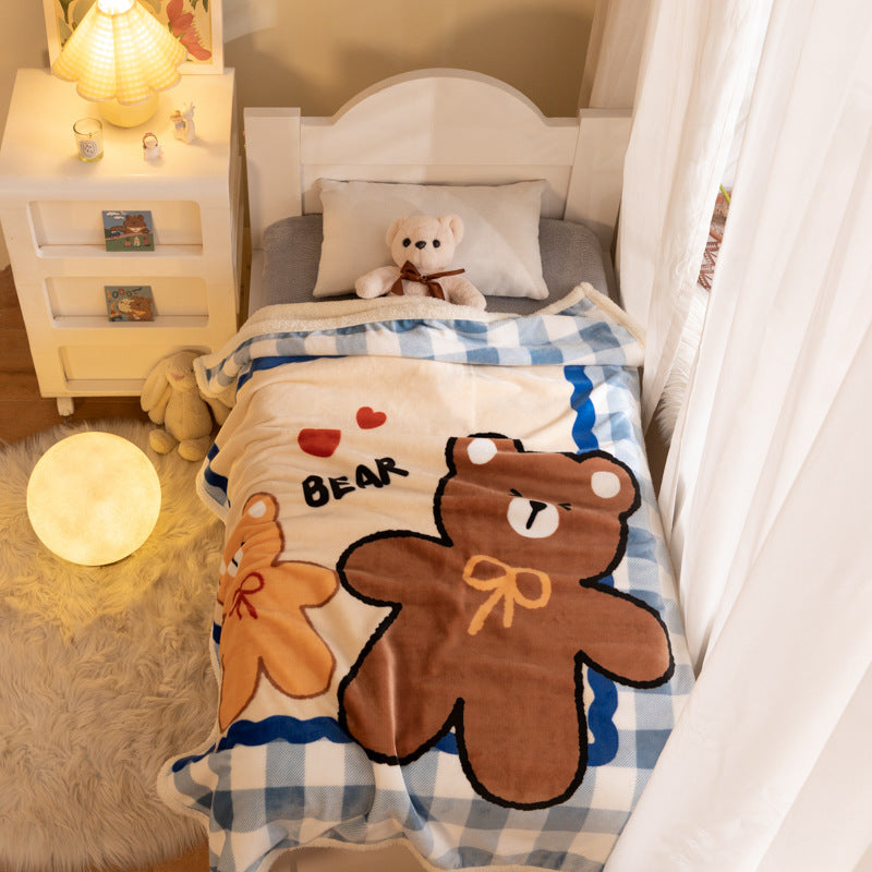 HK0302 Child Rectangle Blanket, Kid, Baby, Double thickened flannel, 16 Style FT