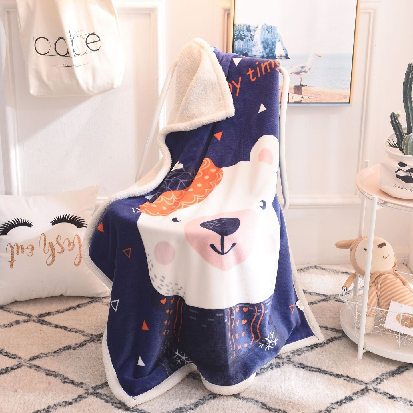 HK0302 Child Rectangle Blanket, Kid, Baby, Double thickened flannel, 16 Style FT