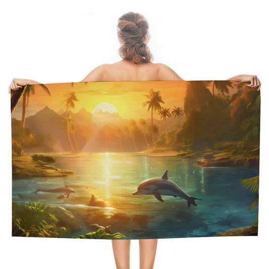 Beach Towel SolarLab_Dolphins_tropical_sea_island_sunlight_fantasy_stock_il_a1e3c590-502d-47a3-b8a0-58084a7f2d16 Style One Size normal-online-PERSONAL DESIGN