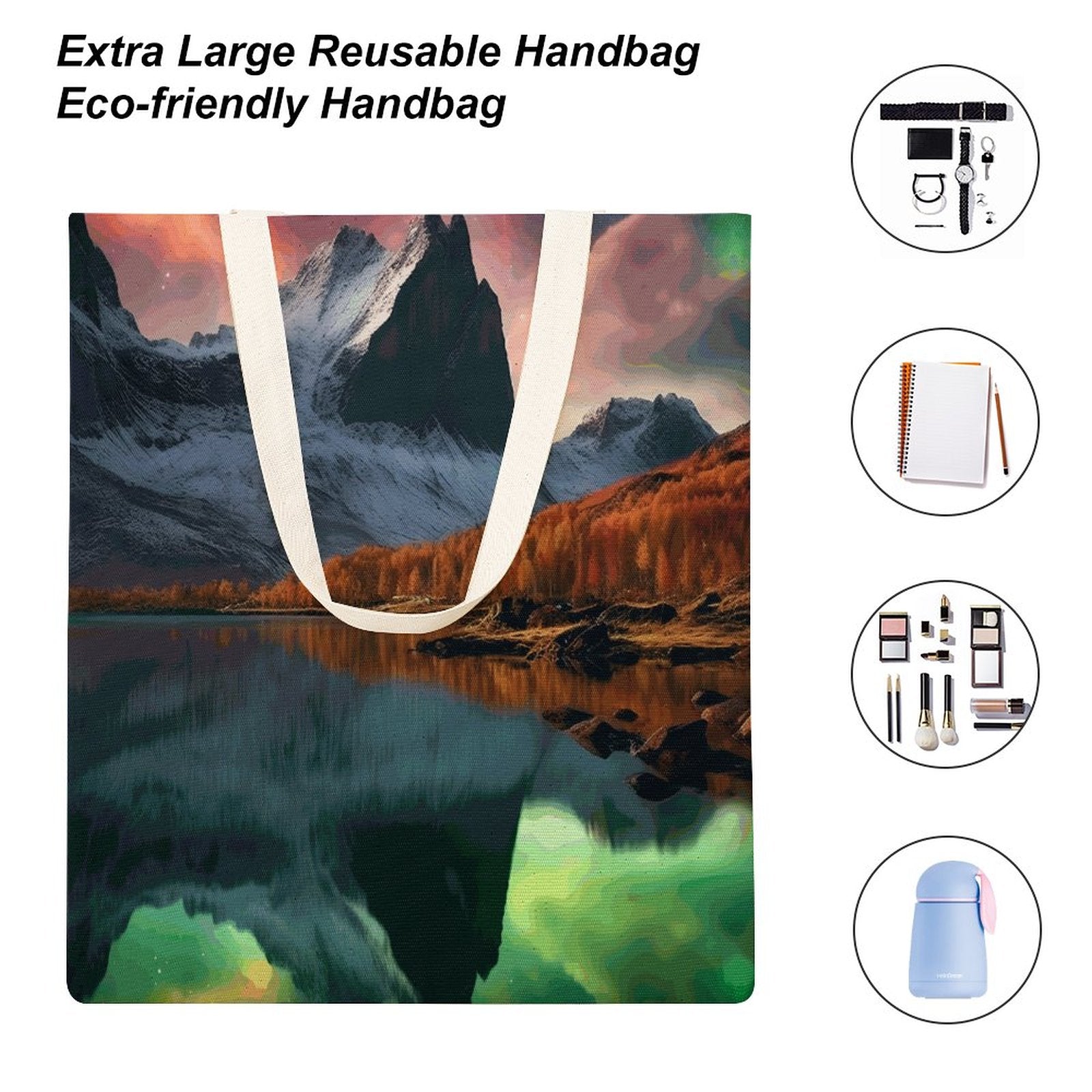 Canvas Tote Bag Double SolarLab_Norwegian_aurora_autumn_mountains_forests_lake_hyper-d_fd6b31eb-d54c-4ac7-9098-1bd7b0c69e9a Style-11 38×41cm normal-online-PERSONAL DESIGN
