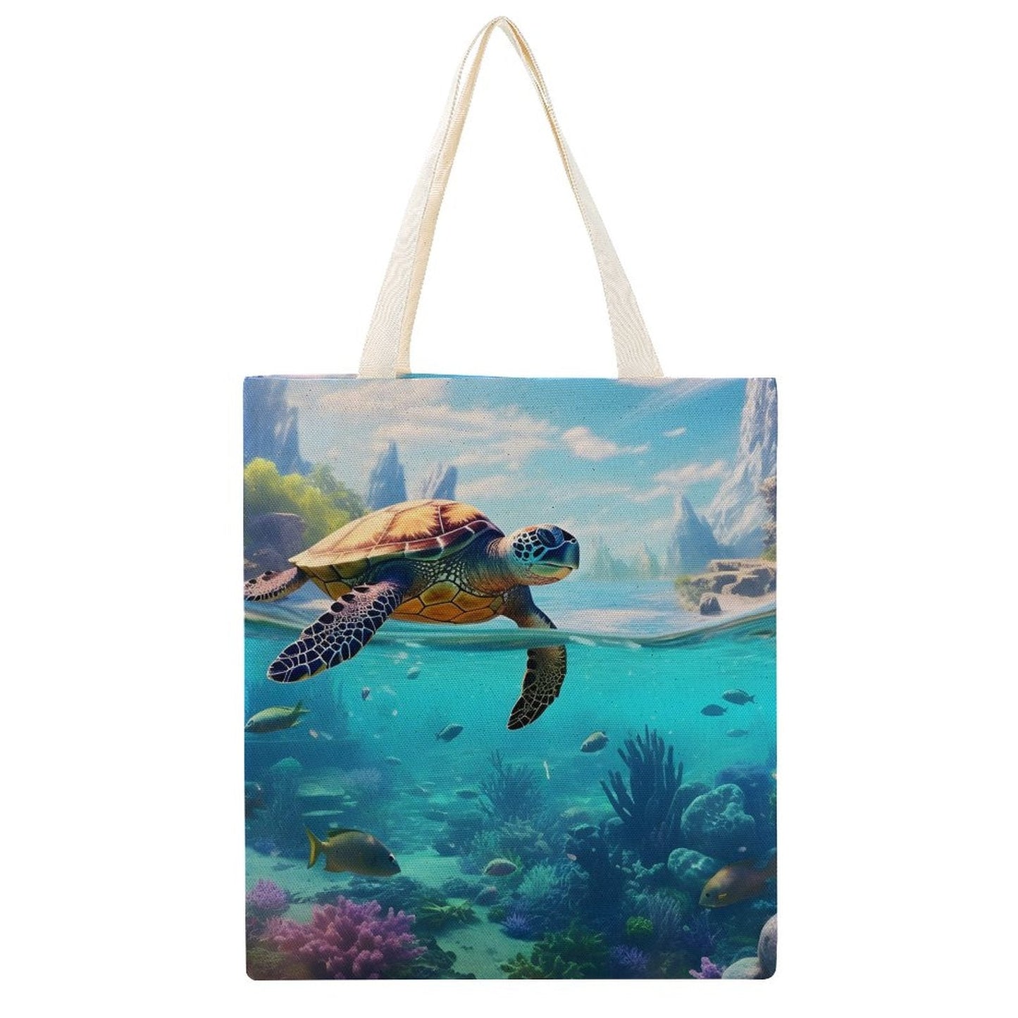 Canvas Tote Bag Double Side, Sea Turtles, B001A004 - iTopMax