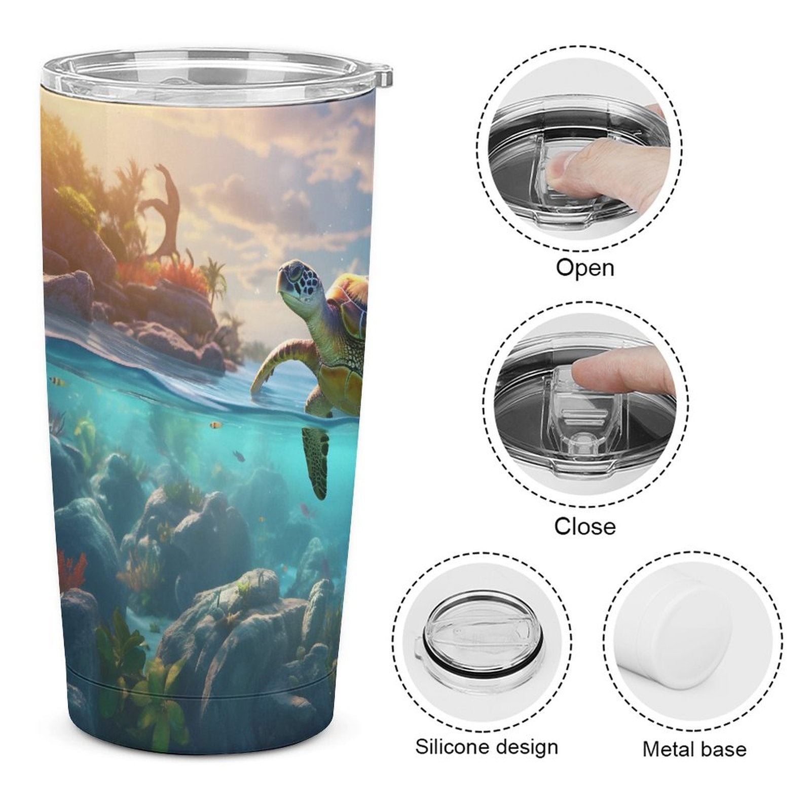 Car Cup Full Width Printed, Sea turtles, CA01A12 - iTopMax