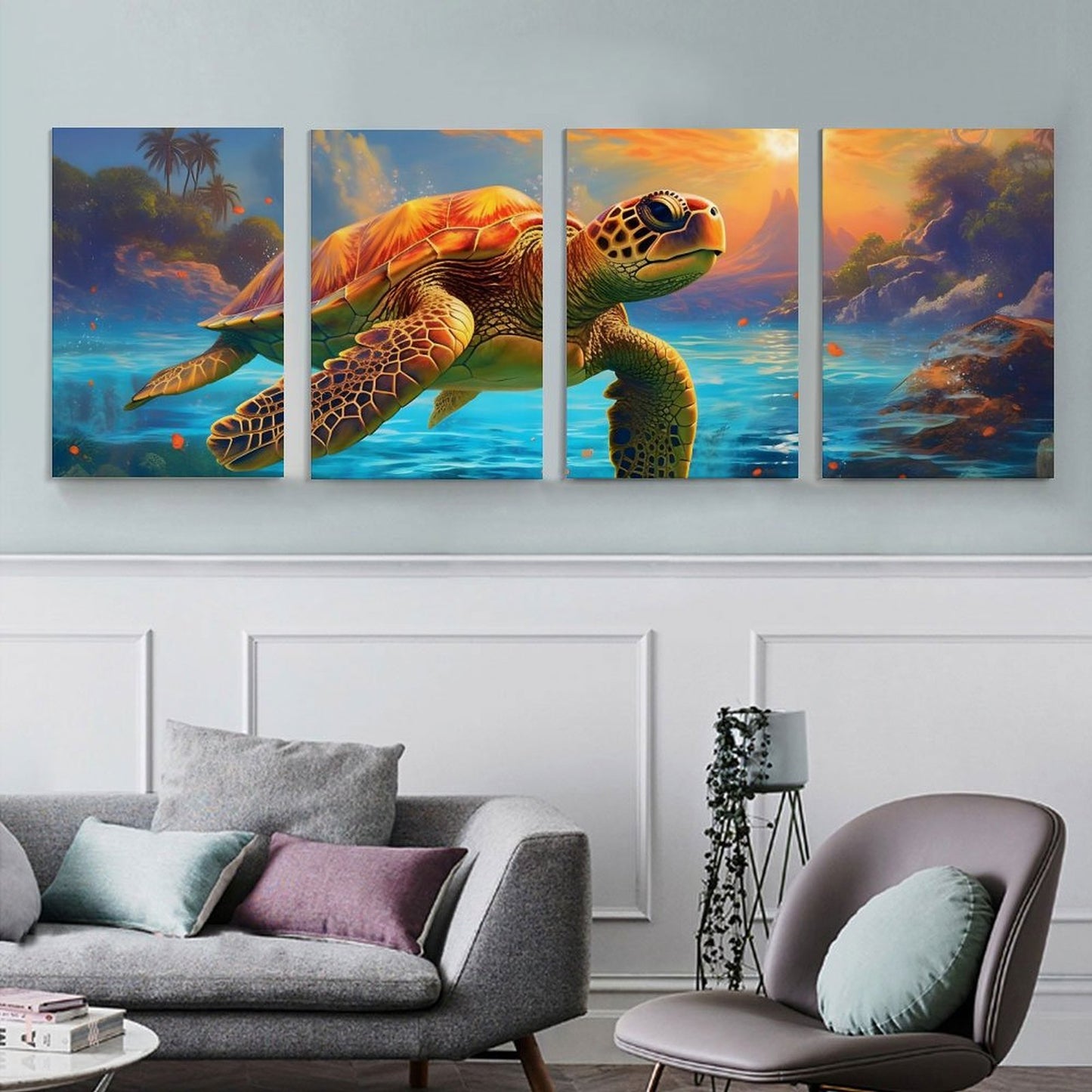 4 Panel Hanging Posters Vertical SolarLab_Sea_turtles_tropical_sea_island_sunlight_fantasy_art_d_c29a6e10-0f28-42ee-8e19-15bcf9990e3c normal-online-PERSONAL DESIGN
