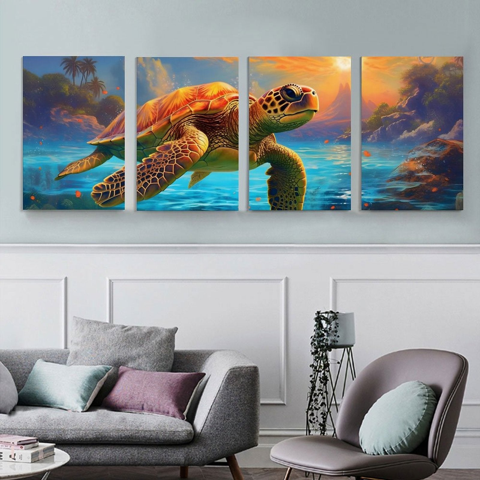 4 Panel Hanging Posters Vertical SolarLab_Sea_turtles_tropical_sea_island_sunlight_fantasy_art_d_c29a6e10-0f28-42ee-8e19-15bcf9990e3c normal-online-PERSONAL DESIGN