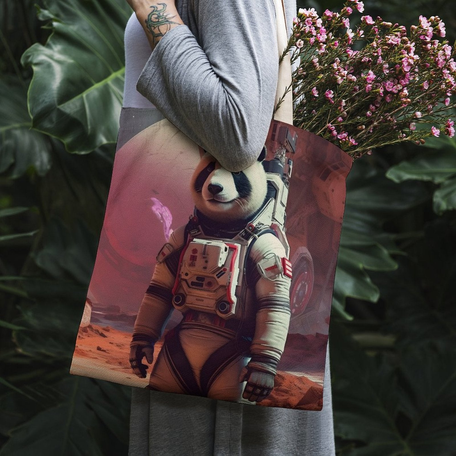 Canvas Tote Bag Double SolarLab_a_Panda_astronaut_walk_on_the_Mars_starship_Cyberpunk__2c9bca64-42ac-4372-9004-11ba37f4a622 Style-32 38×41cm normal-online-PERSONAL DESIGN
