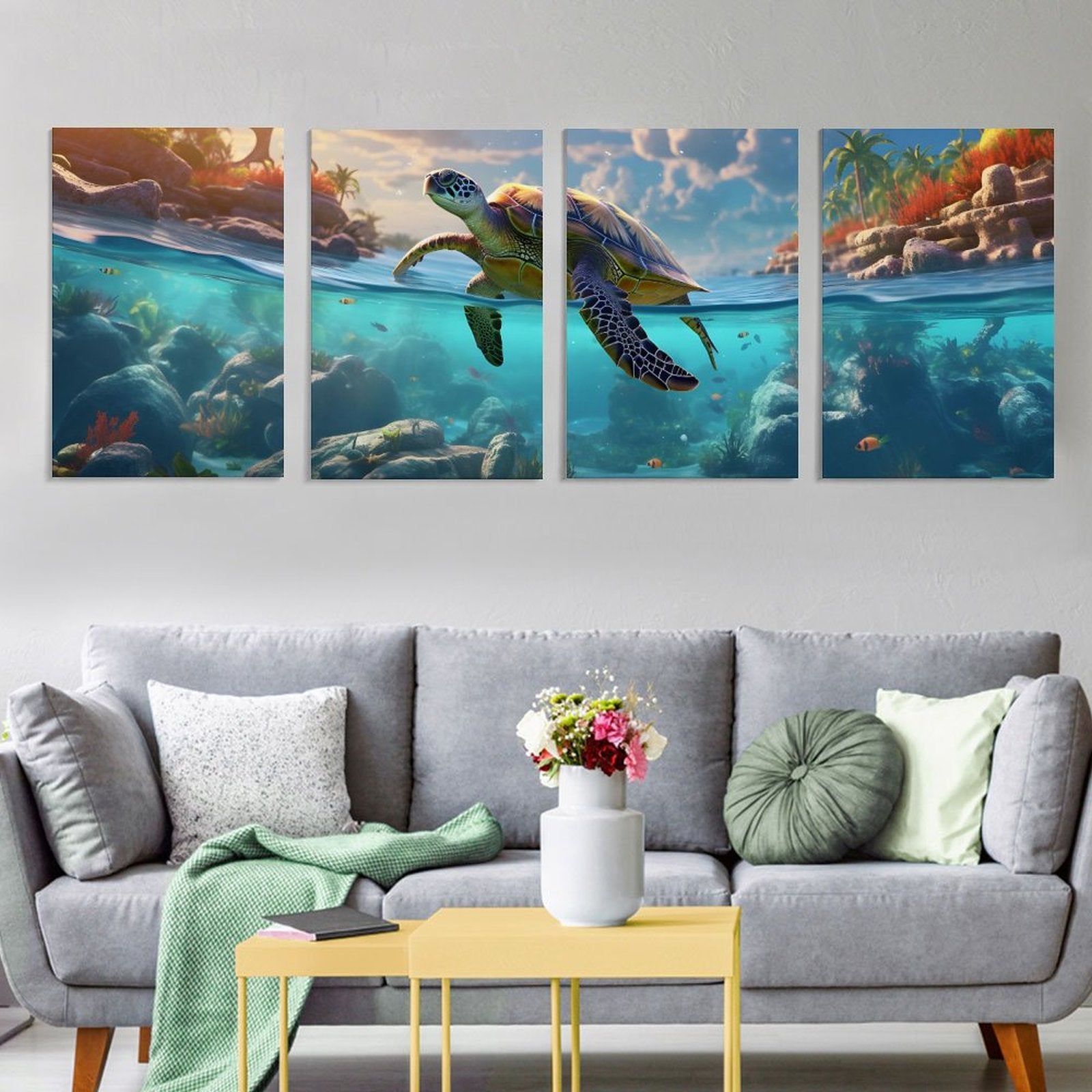 4 Panel Hanging Posters Vertical SolarLab_Sea_turtles_tropical_sea_island_sunlight_hyper-detail__88c311a8-1508-4981-8598-3d2b7de2cfd0 normal-online-PERSONAL DESIGN