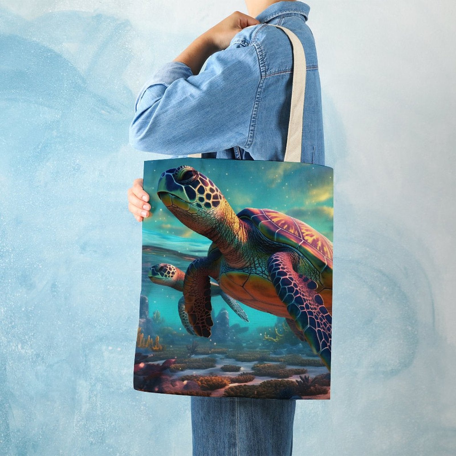 Canvas Tote Bag Double Side, Sea Turtles, B001A002 - iTopMax