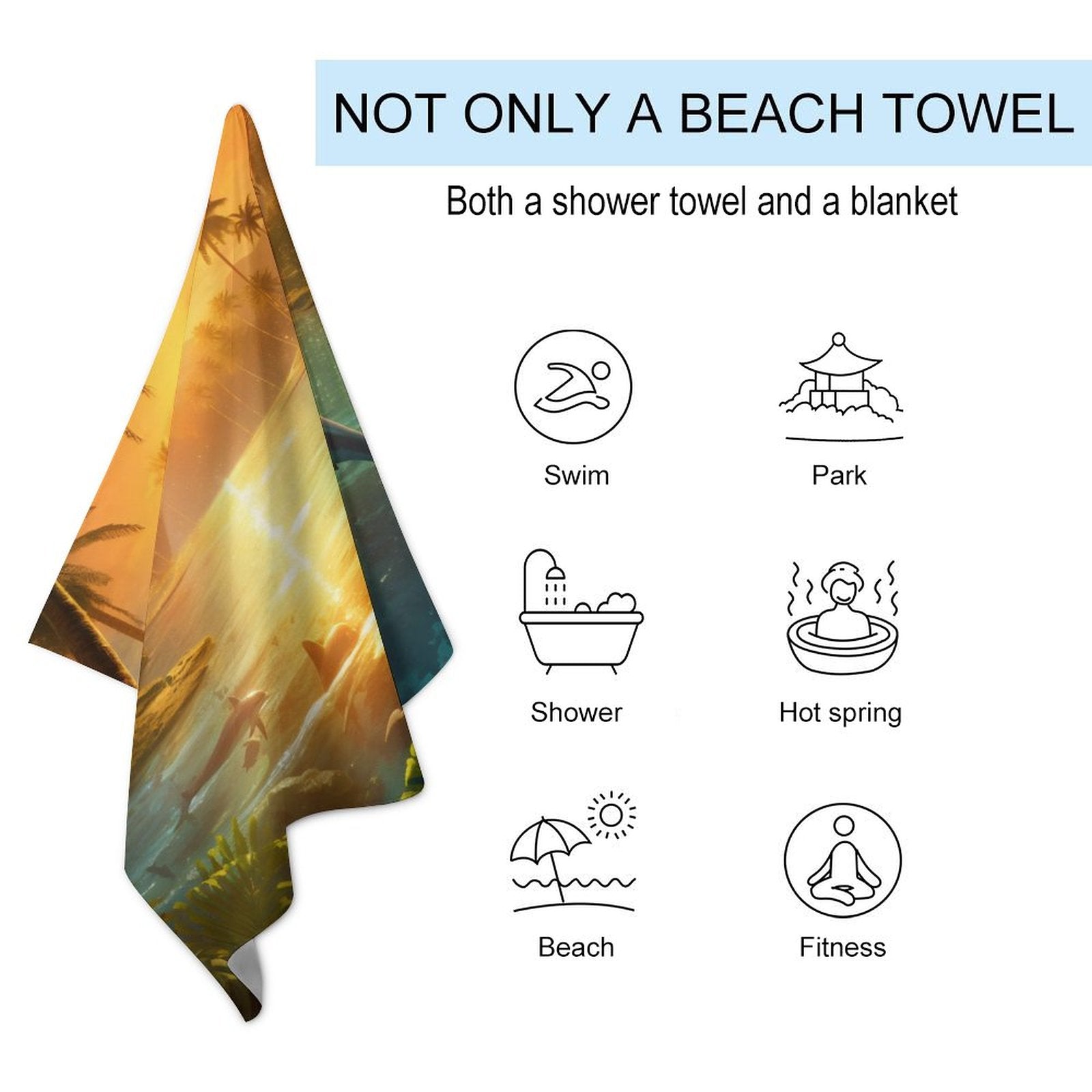 Beach Towel SolarLab_Dolphins_tropical_sea_island_sunlight_fantasy_stock_il_a1e3c590-502d-47a3-b8a0-58084a7f2d16 Style One Size normal-online-PERSONAL DESIGN